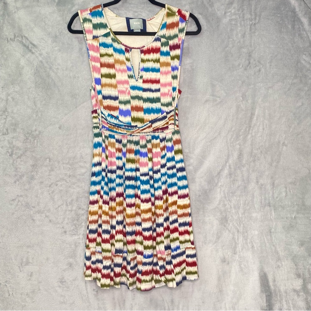 Anthropology Sennebec Dress by Maeve Balletcore Stripped Rainbow Colorful Sz S